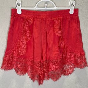 Mine Scalloped Lace Shorts, Melon Color